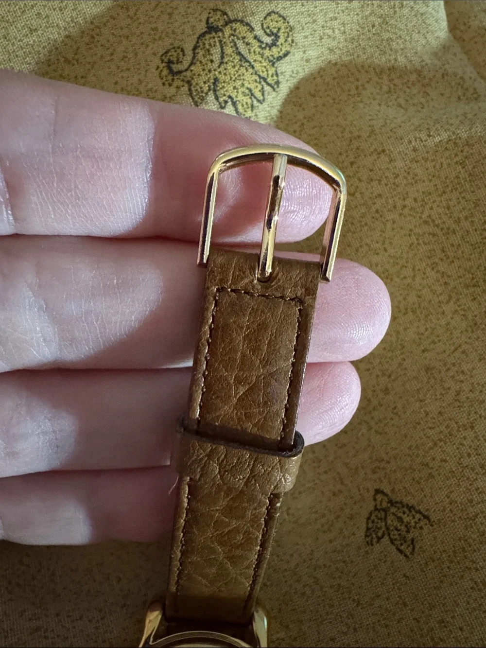 Needs batteries: Disney Lorus Gold-Tone Mickey Mouse Watch with Brown Strap